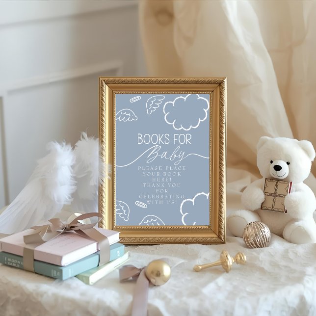 Convites Pedaço do Céu azul Livros para Bebê Sinalizar (Little Piece of Heaven blue Books for Baby Sign)