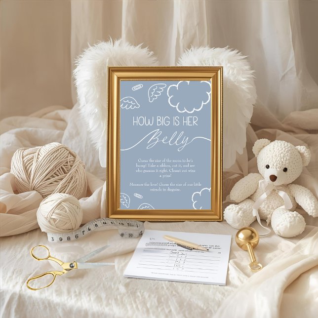 Convites Pedaço do Céu  Qual o Tamanho da Barriga Azul (Little Piece of Heaven How Big Is Her Belly Blue)