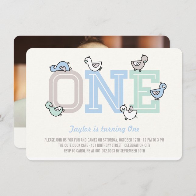 Convites Pedaços Bonitos Festa de primeiro aniversario de U (Frente/Verso)