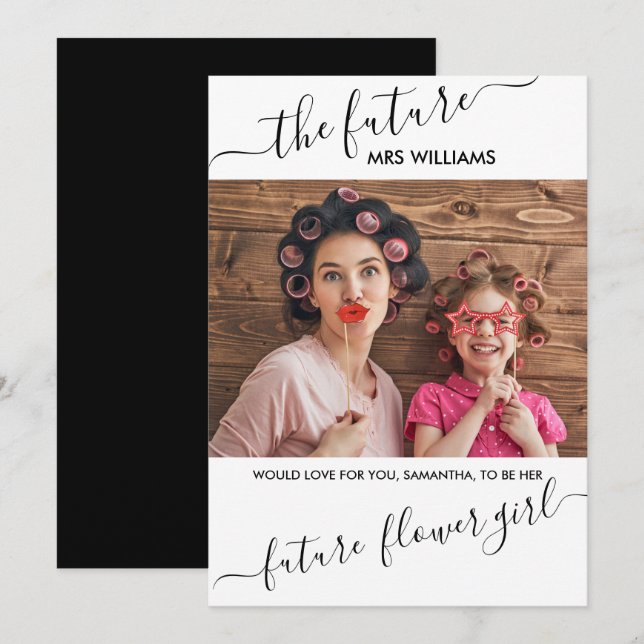 Convites Pedido de Casamento com Menina de Flores da Futura (Frente/Verso)