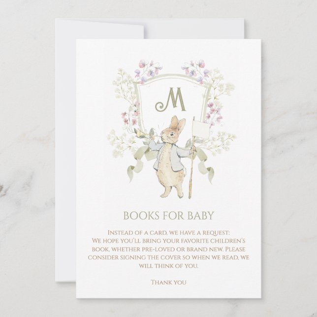 Convites Pedido de Livro para Chá de Bebê do Gingham Peter  (Frente)