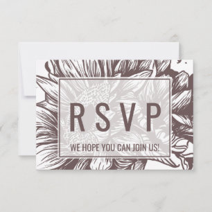 Convites Pedido de Música de Girassol Marrom RSVP