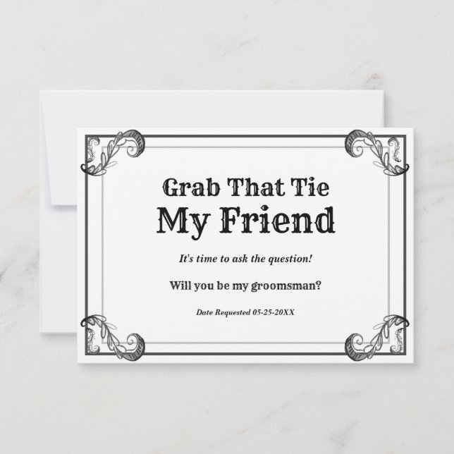 Convites Pedido de Padrinho Vintage Pegue Essa Gravata (Frente)