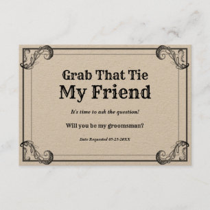Convites Pedido de Padrinho Vintage Pegue Essa Gravata