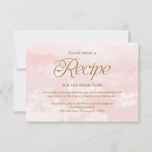 Convites Pedido de Receita Chá de Noiva Rosa Dourado Nuvem