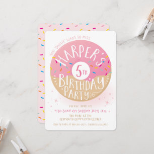 Convites PEDIDO PERSONALIZADO Donut fofo de 5º aniversário