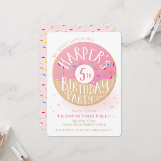 Convites PEDIDO PERSONALIZADO Donut fofo de 5º aniversário 
