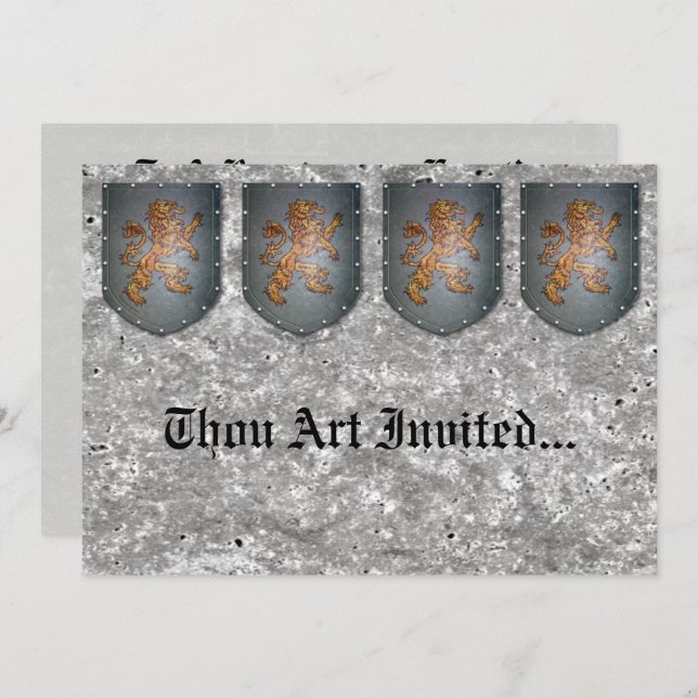 Convites Pedra cinzenta do falso do leão do protetor do (Frente/Verso)