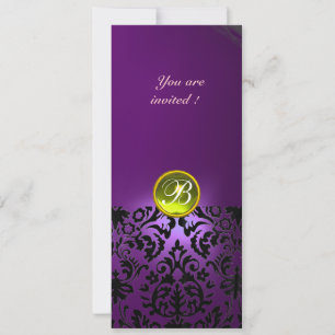 Convites PEDRA GEMA DAMASCO MONOGRAMA amarelo roxo
