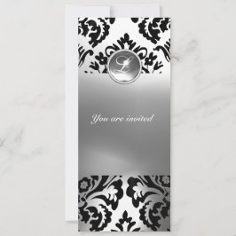 Convites PEDRA GEMA DAMASCO MONOGRAMA branco