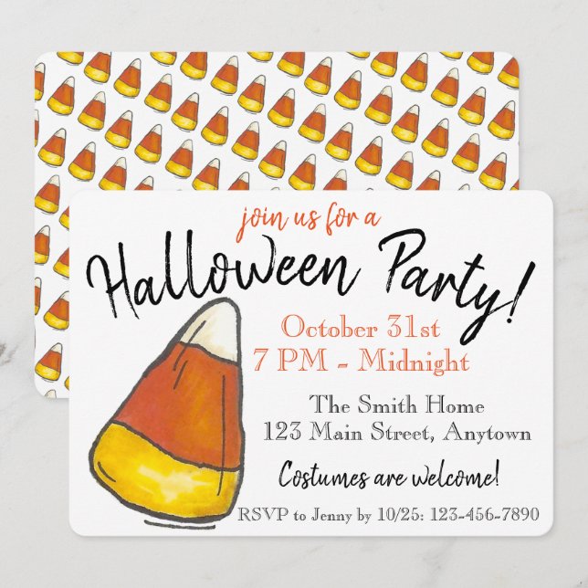 Convites Pedra ou trato de balsa doce do Halloween (Frente/Verso)