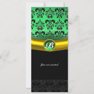 Convites PEDRA PRECIOSA DAMASCO MONOGRAMA verde