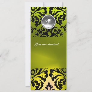 CONVITES PEDRA PRECIOSA EM DAMASCO PRETO E AMARELO MONOGRAM