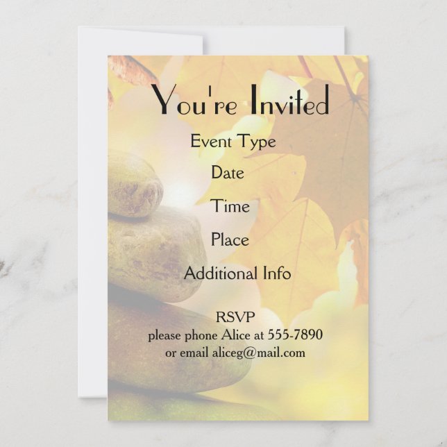 Convites Pedras de meditação Zen e Folhas de Mapeamento (Verso)