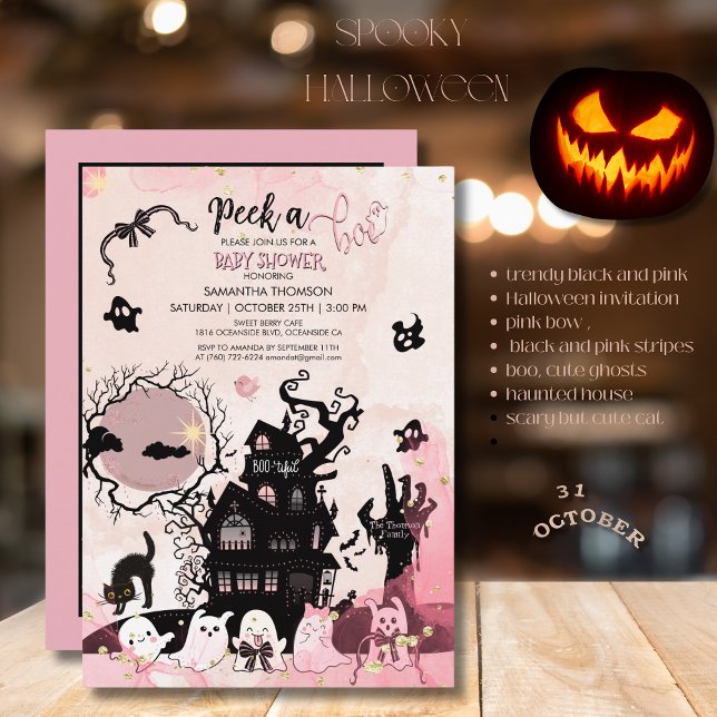 Convites Peek a Boo Chá de fraldas Convite, Fantasma Whimsi (Peek a Boo Baby Shower Invitation, Whimsical Ghost Invitation)