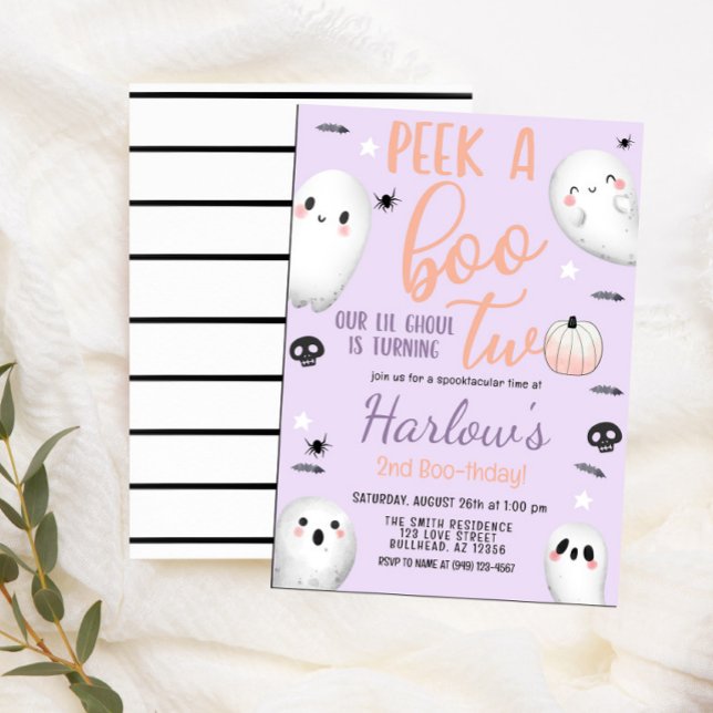 Convites Peek a Boo Ghost Pastel Purple Halloween Aniversár (Criador carregado)