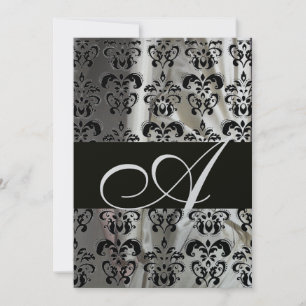 CONVITES PEGA BRANCA NEGRA DAMASK MONOGRAM SILVER
