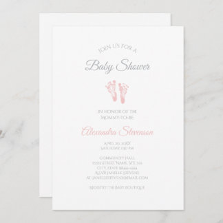 Convites Pegadas cor-de-rosa com Precioso simples