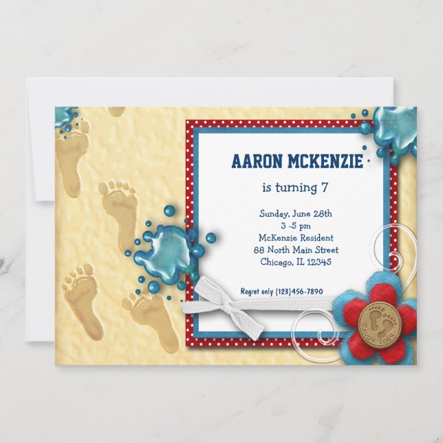 Convites Pegadas de aniversário (Frente)