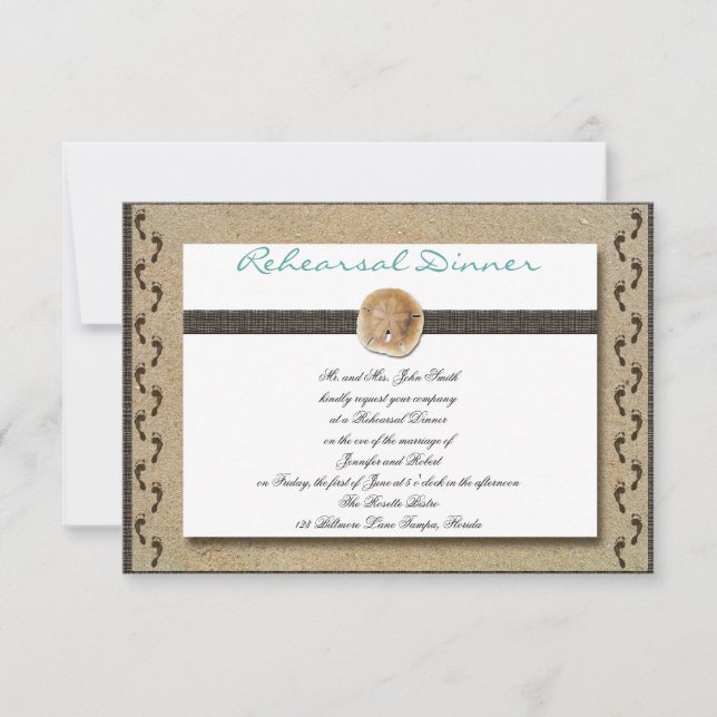 Convites Pegadas no ensaio de Casamento de Areia (Frente)