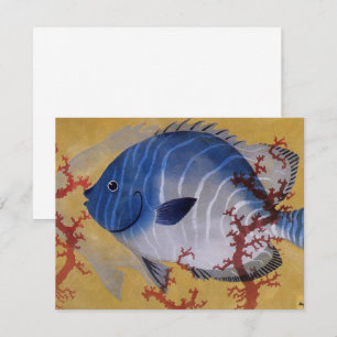 Convites Peixe Azul Tropical Vintage Coral Marinho Vida Oce