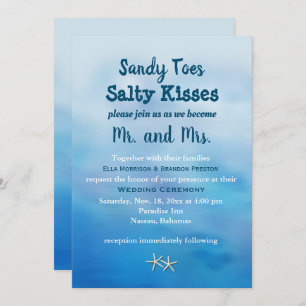 Convites Peixe-Convite de casamento de Sandy Toes de Aquare