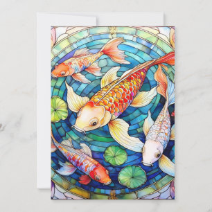 Convites Peixe Koi em Vidro Colorido