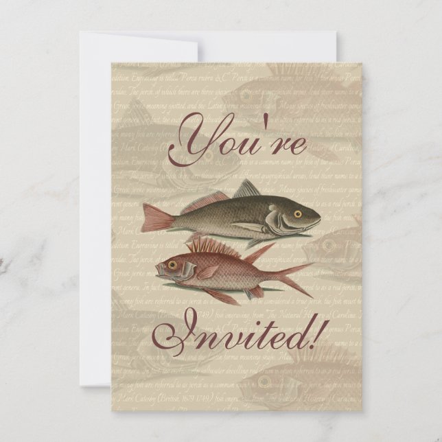 Convites Peixe Perca Vermelha Arte de Pescador (Frente)