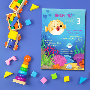 Convites Peixe-Pufe Gato Azul, Aniversário