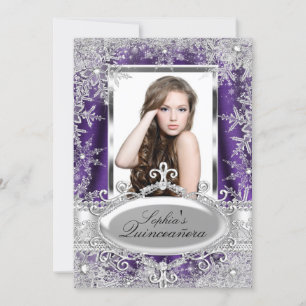 Convites Peixe-Púrpura Jewel Snowflake Quinceanera