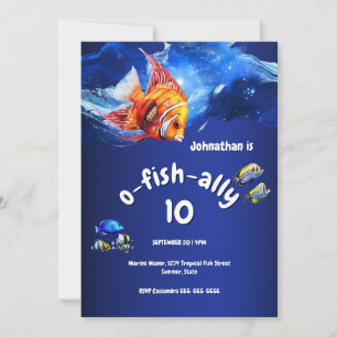 Convites Peixes de aquário tema náutico para festa de menin