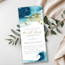 Convites Peixes do Mar Submarino Azul Dourado Primeira Comu