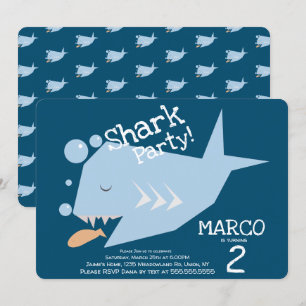 Convites Peixes Geométricos De Tubarões De Fome De Qualqu