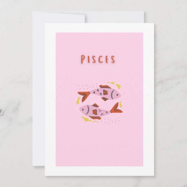 Convites Peixes Rosa, impressão de signo zodiacal (Frente)