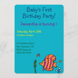 Convites Peixes tropicais alaranjados e roxos com cavalos