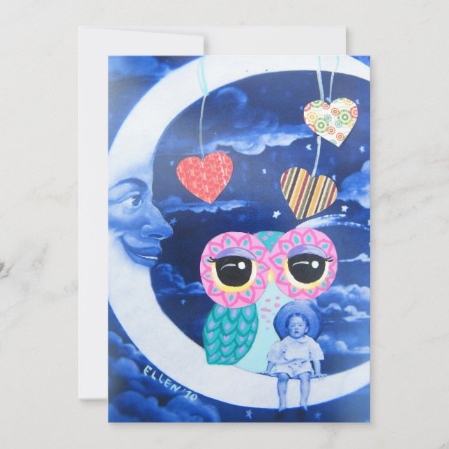 Convites Pela luz do chá de fraldas prateado da lua (Frente)