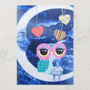 Convites Pela luz do chá de fraldas prateado da lua