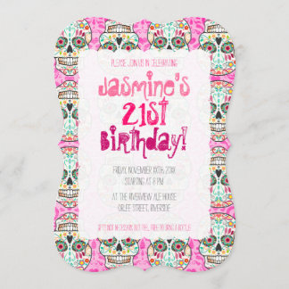 Convites Pele de açúcar Feliz Muertos em Damasco Rosa