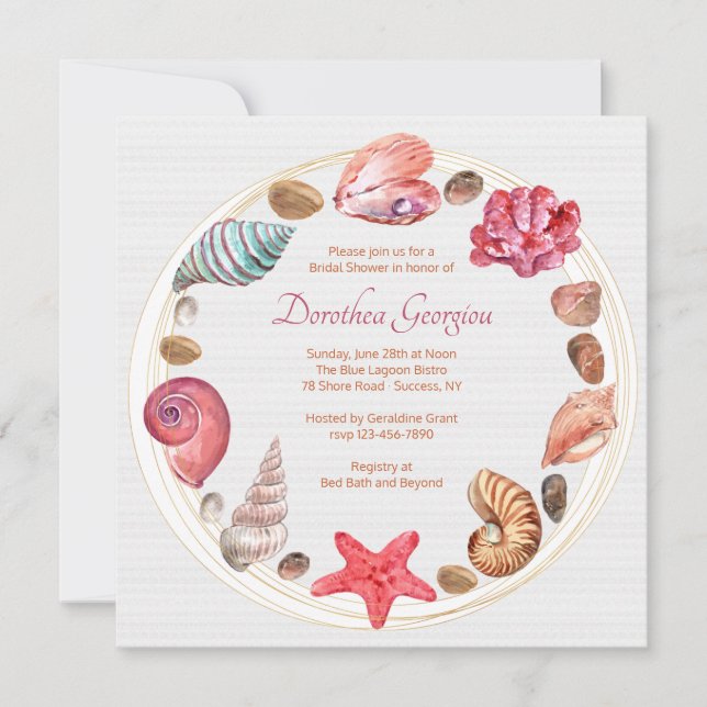 Convites Pelo Chá de panela Do Mar (Frente)