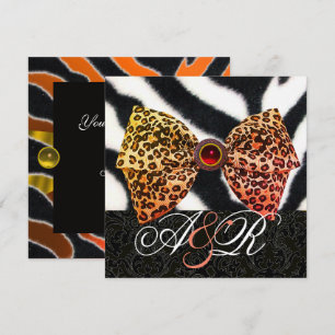 CONVITES PELO DE ZEBRA, LAÇO DE PELE DE LEOPARDO, MONOGRAMA