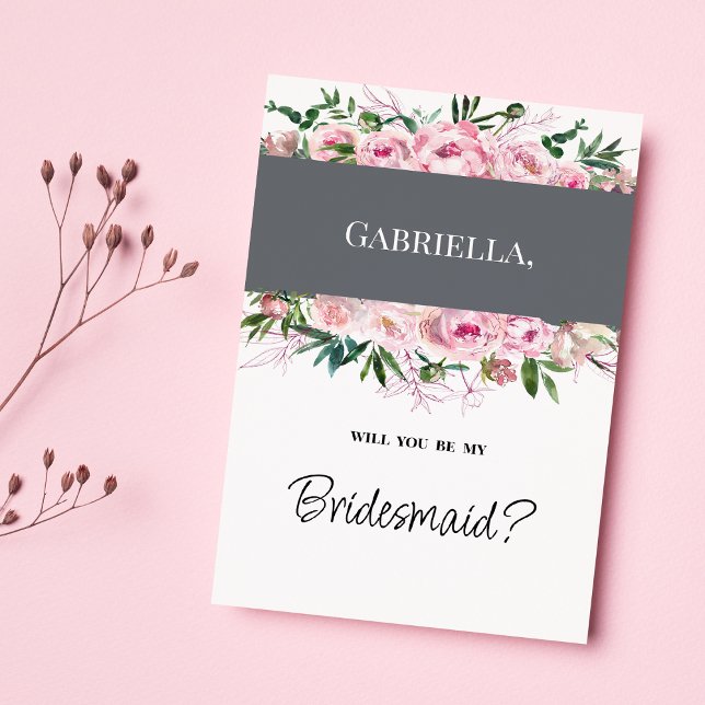Convites Pêmona rosa-Elegante floral Verão de Bridesmaid (Elegant pink coral peony floral summer Bridesmaid )