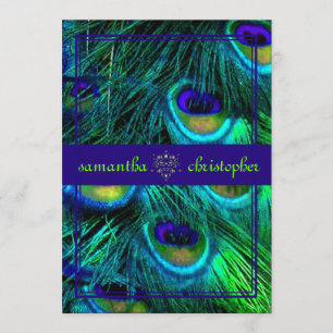 Convites Pena de pavão/aqua/turquesa