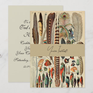 Convites Penas Antigas de Feather Bird