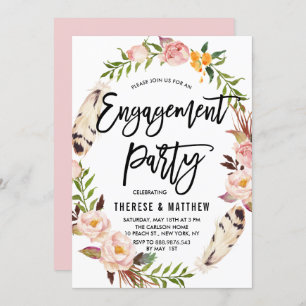 Convites Penas Boêmicas e Festa de noivado Floral