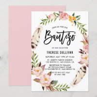 Penas Boêmicas e Rua Floral Blush Bautizo