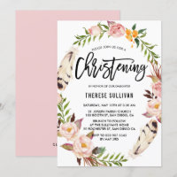 Penas da Boêmia e Floral Wreath Rosa Christening