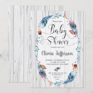 Convites Penas de Chá Russo Boho Baby Boy