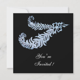 Convites PENAS DE DIAMANTE Jóia Preto Casamento Branco