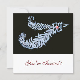 Convites PENAS DE DIAMANTE ROSA GEM Casamento Preto Branco