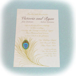 Convites Penas de Peacock ouro